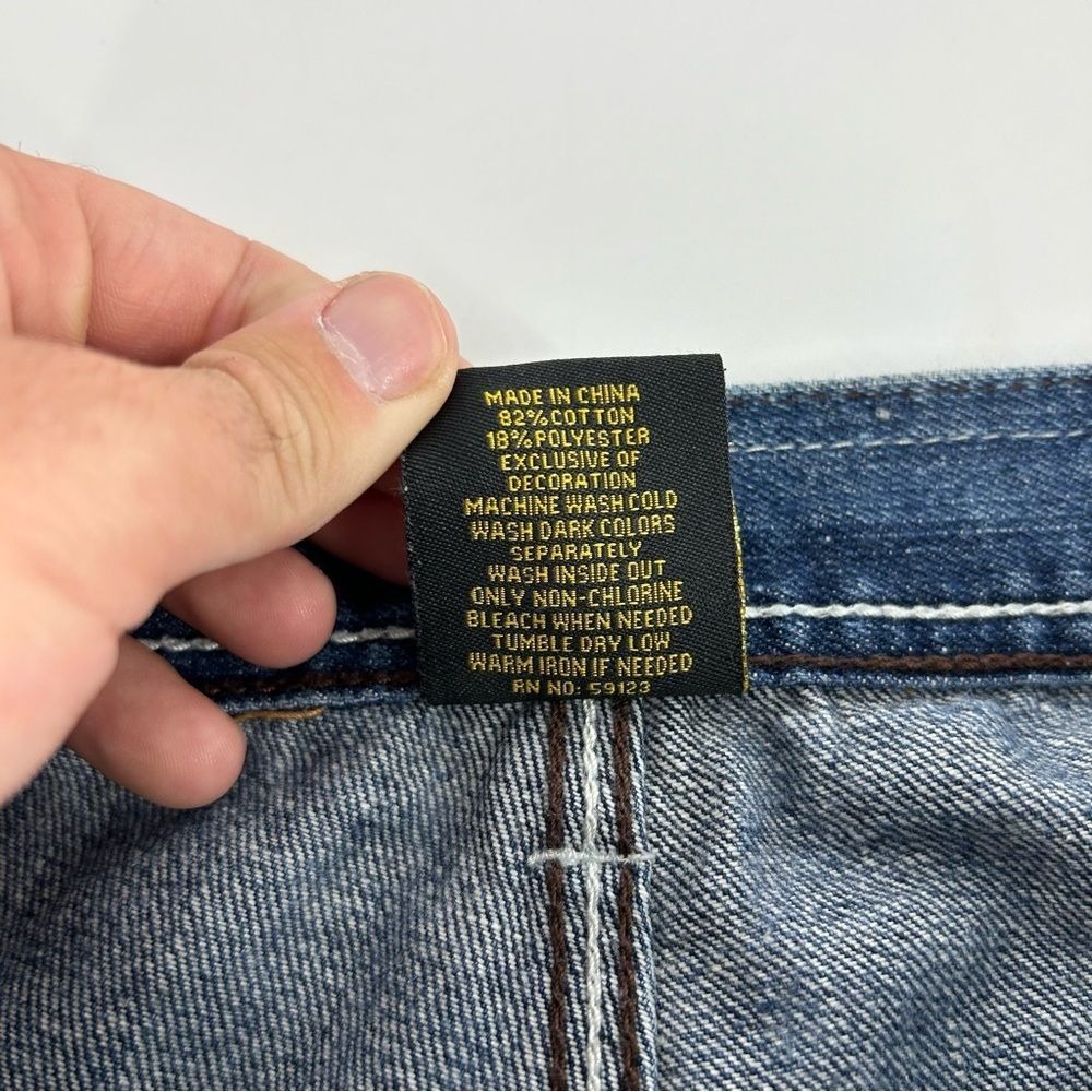 Vintage Makaveli Jeans Men 32x31 Blue Y2K Baggy 2000s Grunge Embroidered Hip Hop - Picture 4 of 10